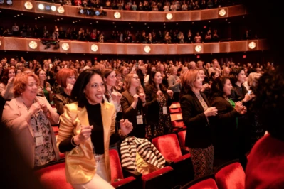 Candid photo of women at the Women in the World Summit