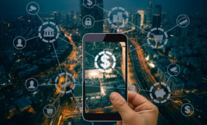 iPhone virtually connecting to many fintech applications